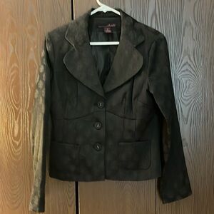 Willi Smith black jacket with embedded flowers in the fabric. Size 12